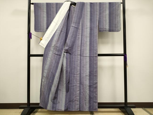 平和屋着物▽上質な紬 単衣 縞 正絹 逸品 未使用 CAAV3745dy