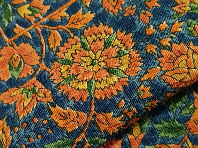 平和屋着物▽上質な小紋　単衣　吉祥更紗花文　正絹　逸品　CAAV3749dy