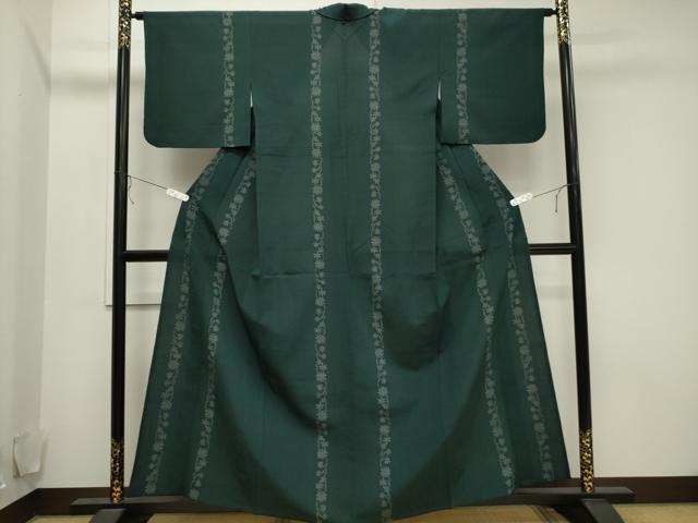 平和屋着物▽本塩沢　単衣　草花間道　正絹　逸品　CAAV3755dy