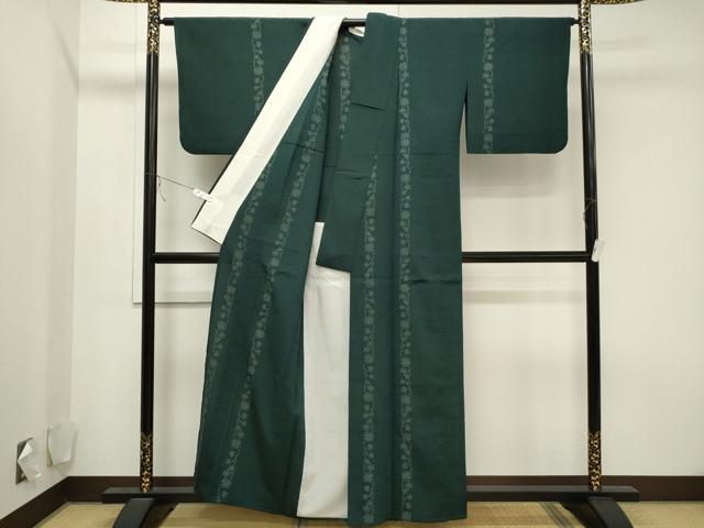 平和屋着物▽本塩沢　単衣　草花間道　正絹　逸品　CAAV3755dy