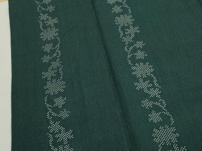 平和屋着物▽本塩沢　単衣　草花間道　正絹　逸品　CAAV3755dy