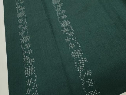 平和屋着物▽本塩沢　単衣　草花間道　正絹　逸品　CAAV3755dy
