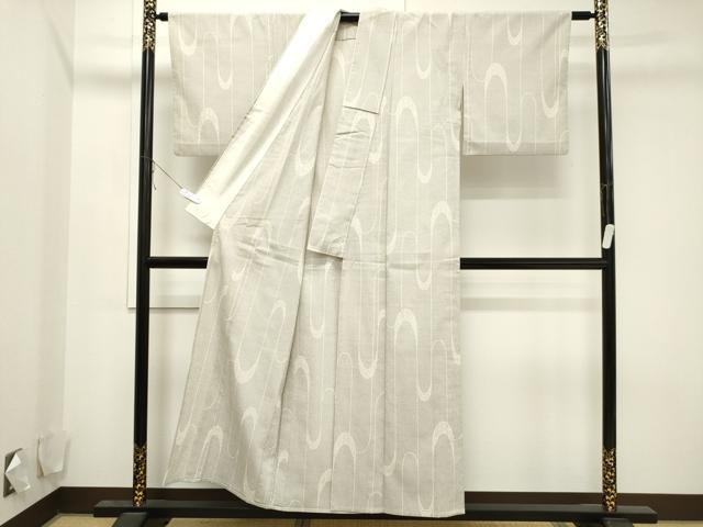 平和屋着物▽本塩沢　単衣　110亀甲　吉祥文　正絹　逸品　CAAV3758dy