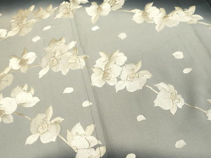 平和屋着物▽訪問着 単衣 総刺繍 枝花文 暈し染め 黒地 ますいわ屋扱い 正絹 逸品 CAAV3762dy