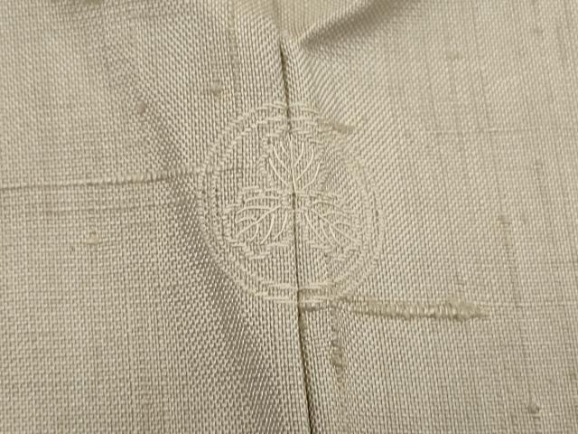 平和屋着物▽訪問着 単衣 紬地 刺繍 草花丸文 金彩 正絹 逸品 CAAV3763dy