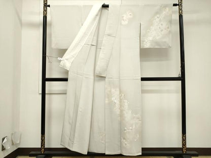 平和屋着物▽訪問着　単衣　舞花文　暈し染め　金銀彩　正絹　逸品　CAAV3765dy