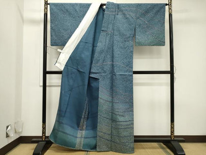 平和屋着物▽石川県指定無形文化財 牛首紬 白山工房 手織り 訪問着 単衣 吉祥文 金彩 正絹 逸品 CAAV3767dy