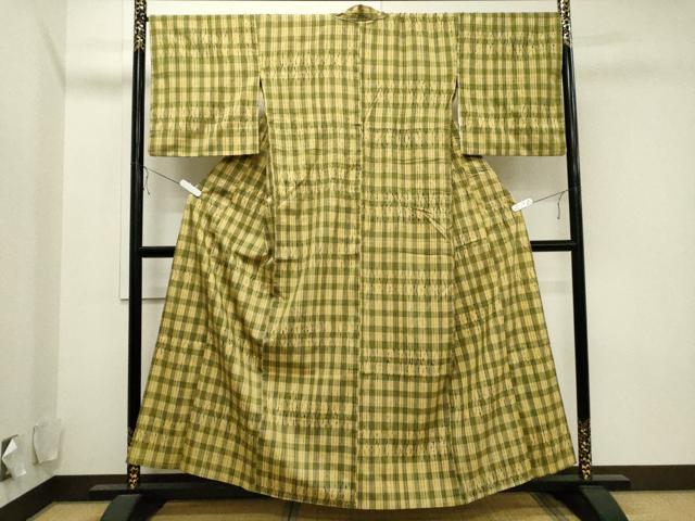 平和屋着物▽上質な紬　単衣　杢目絞り　杢目文　正絹　逸品　CAAV3772dy