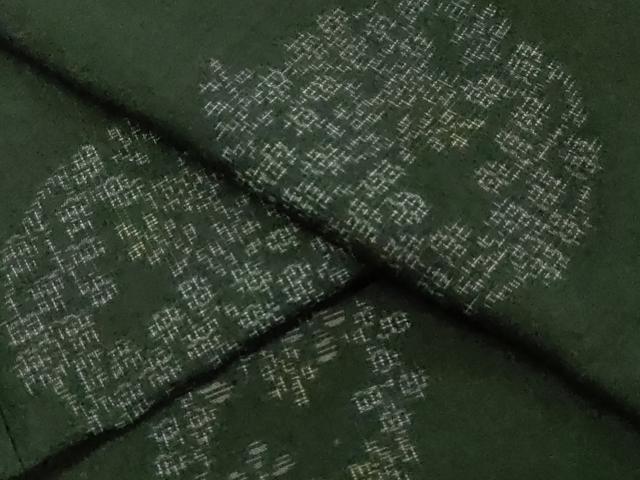 平和屋着物▽結城紬 単衣 120亀甲 草花丸文 正絹 逸品 CAAV3777dy