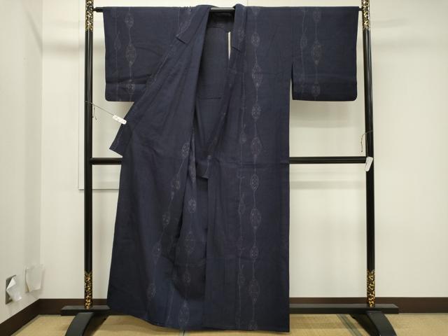 平和屋着物▽結城縮　単衣　吉祥文　正絹　逸品　CAAV3780dy