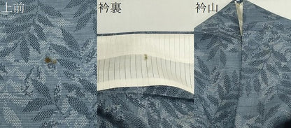 平和屋着物▽上質な紬　単衣　草木文　正絹　逸品　CAAV3783dy