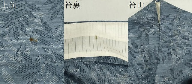 平和屋着物▽上質な紬　単衣　草木文　正絹　逸品　CAAV3783dy