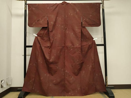 平和屋着物▽上質な小紋 単衣 紬地 橘文 正絹 逸品 CAAV3788dy