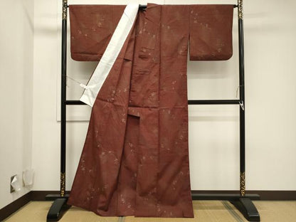 平和屋着物▽上質な小紋 単衣 紬地 橘文 正絹 逸品 CAAV3788dy