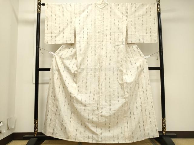 平和屋着物▽ぜんまい紬 単衣 矢羽文 三越扱い 正絹 逸品 CAAV3790dy