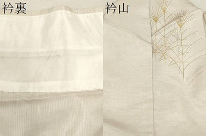 平和屋着物▽訪問着 単衣 紬地 刺繍 草花文 金銀彩 正絹 逸品 CAAV3792dy
