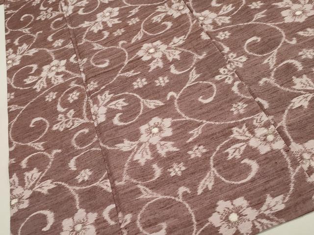 平和屋着物▽上質な紬 単衣 花唐草文 正絹 逸品 CAAV3793dy