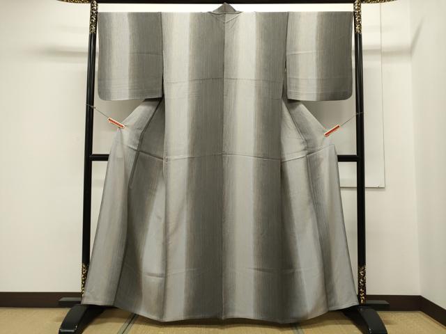 平和屋着物▽上質なお召 単衣 縞 正絹 逸品 CAAV3794dy