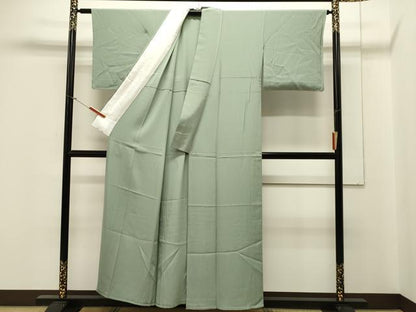 平和屋着物▽上質な色無地 単衣 薄萌葱色 正絹 逸品 未使用 CAAV3796dy
