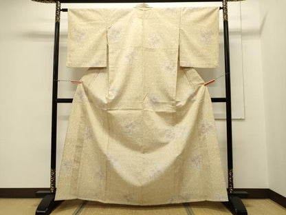 平和屋着物▽本塩沢 単衣 花尽し文 正絹 逸品 CAAV3797dy