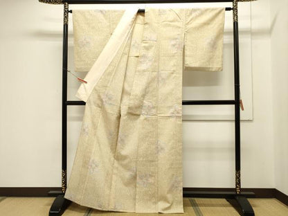 平和屋着物▽本塩沢 単衣 花尽し文 正絹 逸品 CAAV3797dy