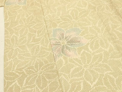 平和屋着物▽本塩沢 単衣 花尽し文 正絹 逸品 CAAV3797dy