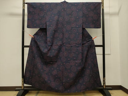 平和屋着物▽小紋　単衣　舞花文　CAAV3799dy