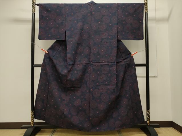 平和屋着物▽小紋　単衣　舞花文　CAAV3799dy