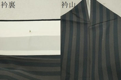 平和屋着物▽上質な紬 単衣 縞 西武百貨店扱い 正絹 逸品 CAAV3803dy