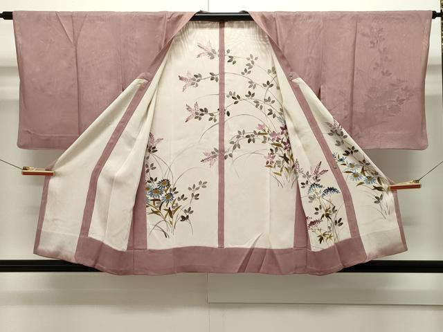平和屋着物▽道行コート スリーシーズン 春夏秋 塵除け 無双紗袷 紗×絽 草花文 正絹 逸品 CAAV3805dy