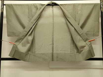 平和屋着物▽男性　羽織　スリーシーズン　春夏秋　塵よけ　縦絽紬　柳茶色　正絹　逸品　CAAV3806dy