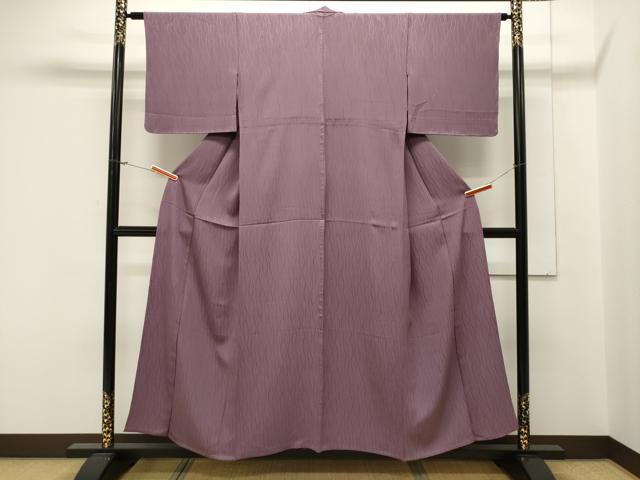平和屋着物▽上質な色無地 単衣 立涌地紋 浅紫色 正絹 逸品 未使用 CAAV3809dy