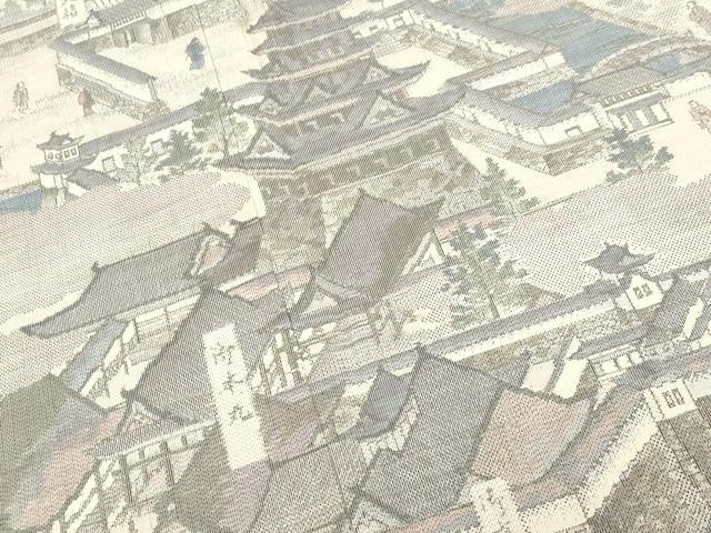 平和屋着物▽本場大島紬 単衣 白大島 色留訪問着 9マルキ 総絣 風景文 正絹 逸品 CAAV3810dy