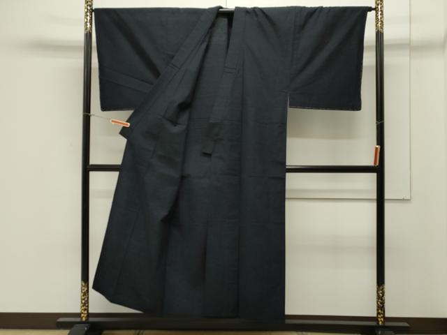 平和屋着物▽男性 紬 単衣 アンサンブル 濃紺地 正絹 逸品 未使用 CAAV3811dy
