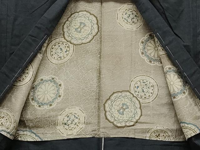平和屋着物▽男性 紬 単衣 アンサンブル 濃紺地 正絹 逸品 未使用 CAAV3811dy