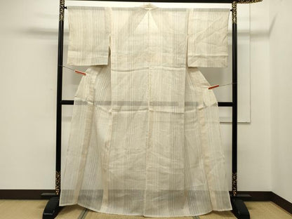 平和屋着物＊夏物 紗紬 縞 正絹 逸品 CAAV3824dy