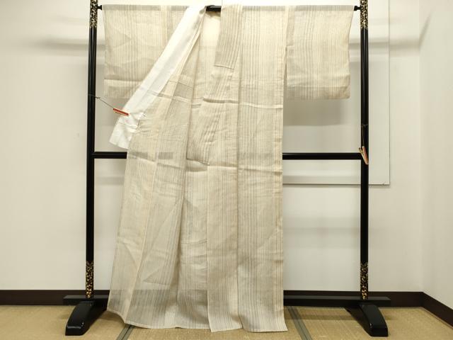 平和屋着物＊夏物 紗紬 縞 正絹 逸品 CAAV3824dy