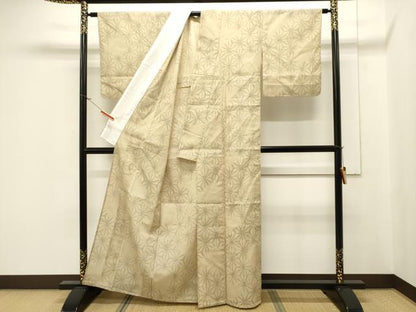 平和屋着物▽小紋 単衣 麻の葉文様 洗える着物 CAAV3835dy