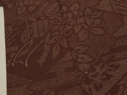 平和屋着物▽結城紬 単衣 80亀甲 風景文 正絹 逸品 CAAV3876dy