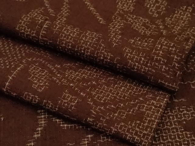 平和屋着物▽結城紬 単衣 80亀甲 風景文 正絹 逸品 CAAV3876dy
