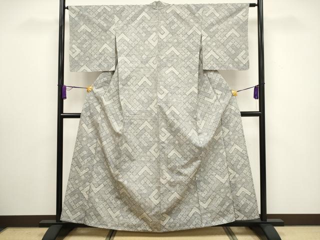 平和屋着物▽上質な紬 単衣 吉祥文 正絹 逸品 CAAV3878dy