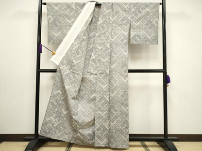 平和屋着物▽上質な紬 単衣 吉祥文 正絹 逸品 CAAV3878dy