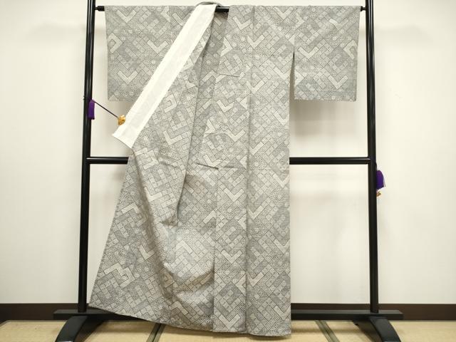 平和屋着物▽上質な紬 単衣 吉祥文 正絹 逸品 CAAV3878dy