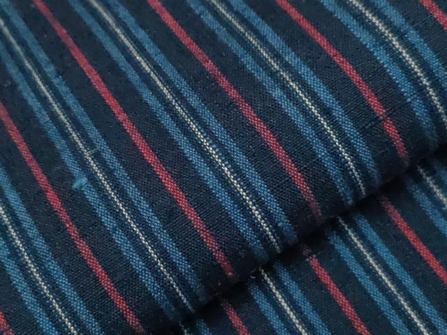 平和屋着物▽上質な紬 単衣 縞 正絹 逸品 CAAV3879dy