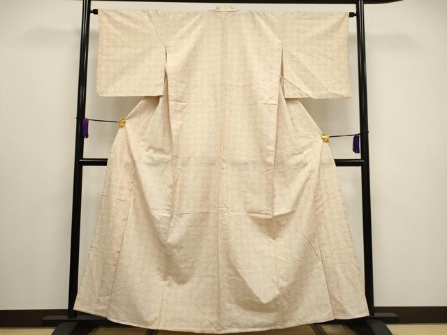 平和屋着物▽上質な紬 単衣 七宝花文 正絹 逸品 CAAV3880dy