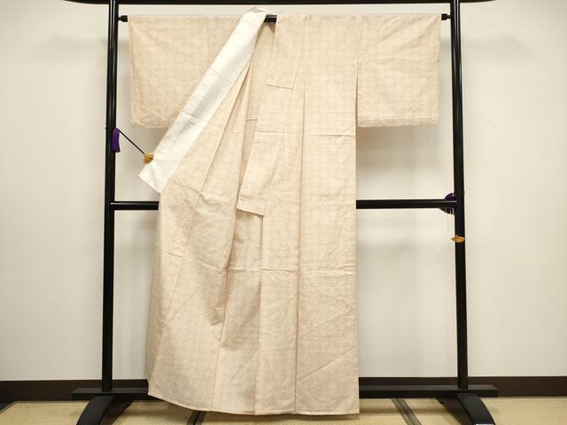平和屋着物▽上質な紬 単衣 七宝花文 正絹 逸品 CAAV3880dy