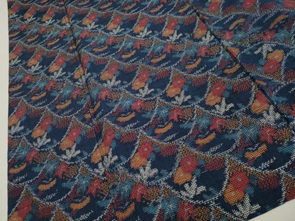平和屋着物▽上質な紬 単衣 青海波花文 正絹 逸品 CAAV3881dy