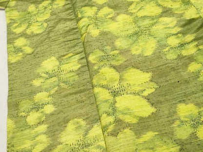 平和屋着物▽上質な紬 単衣 舞花文 正絹 逸品 CAAV3884dy
