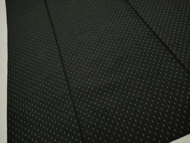 平和屋着物▽本塩沢 単衣 十字絣 黒地 正絹 逸品 CAAV3885dy