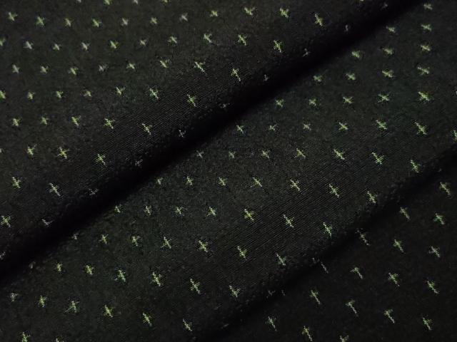 平和屋着物▽本塩沢 単衣 十字絣 黒地 正絹 逸品 CAAV3885dy